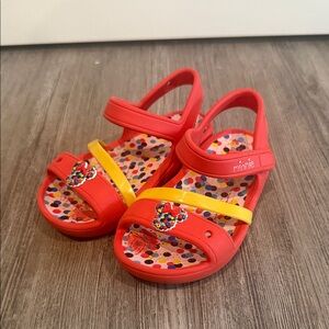 Kids Red and Yellow Minnie Mouse Croc Sandals
